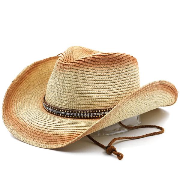 【並行輸入品】Men &amp; Women's Woven Straw Cowboy Hat Cowgir...
