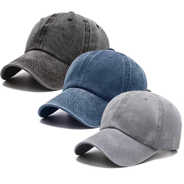 【並行輸入品】3 Pack Washed Plain Vintage Baseball Cap Co...