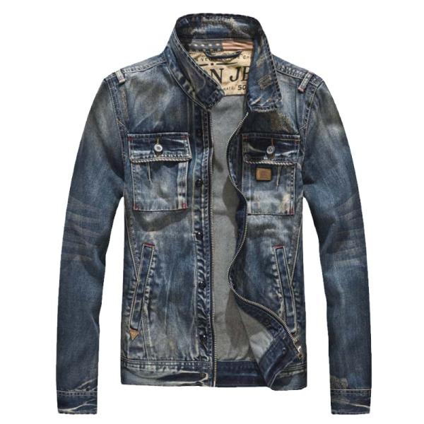 【並行輸入品】JINFUHAO Motorcycle Denim Jackets Men Stree...