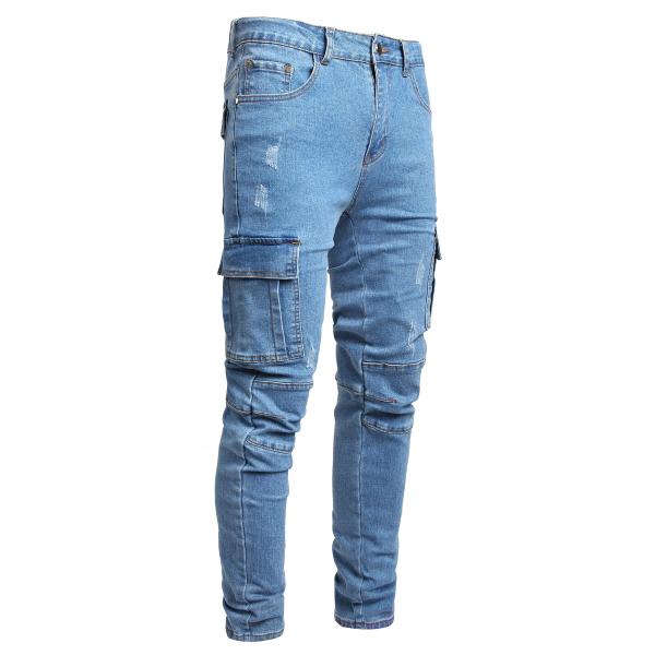 【並行輸入品】JUNBAOSS Men's Slim Fit Blue Stretch Destro...