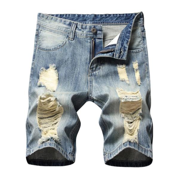 【並行輸入品】2024 Mens Jean Shorts Distressed Ripped Den...