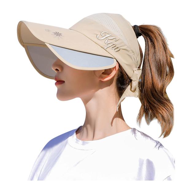 【並行輸入品】Wide Brim Sun Visor Tennis Hat for Women UP...