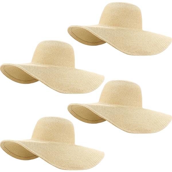 【並行輸入品】Sintuff 4 Pcs Women's Wide Brim Straw Hats ...