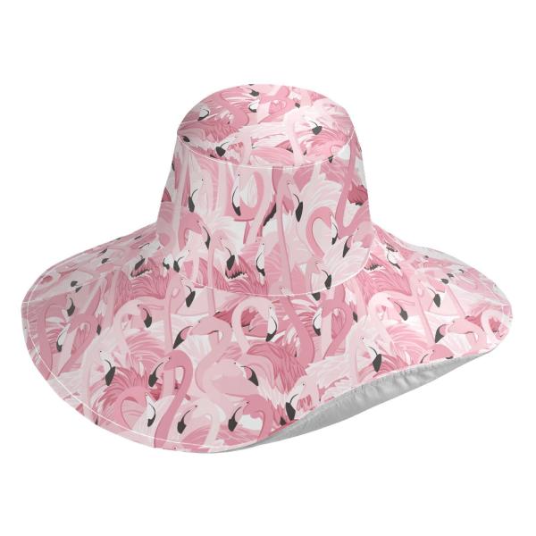 【並行輸入品】JHKKU Foldable Wide Brim Sun Hat Pink Flami...