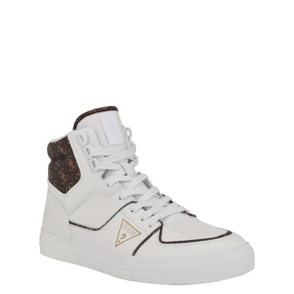 【並行輸入品】Guess Men's SENEN Sneaker, White/Brown Logo...