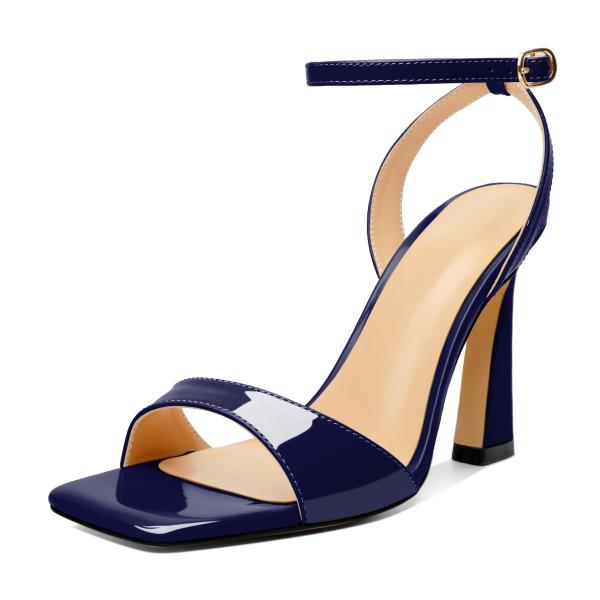 【並行輸入品】AUMOTED Womens Navy Blue Open Square Toe Sa...