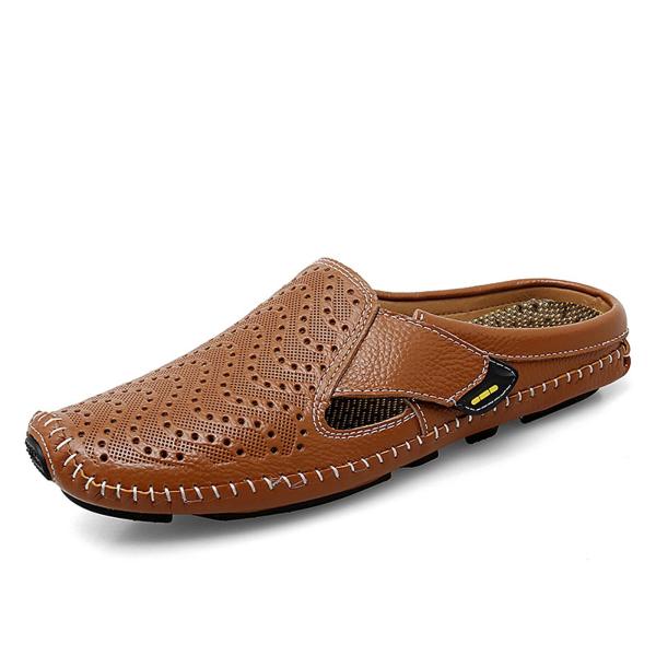 【並行輸入品】URLECHS Men's Leather Square Toe Cutout Mul...