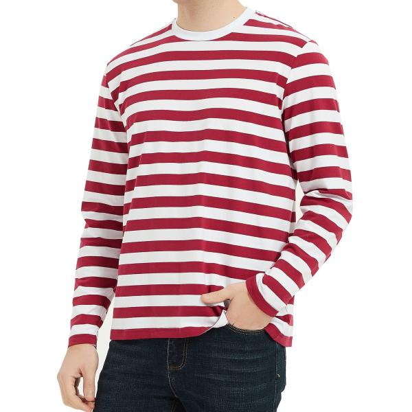【並行輸入品】LEDING Mens Shirt Striped Black White Cotto...