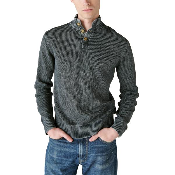 【並行輸入品】Lucky Brand Men's Mixed Media Mock Neck Swe...