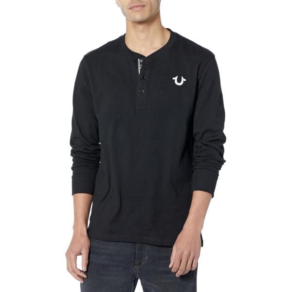 【並行輸入品】True Religion Men's LS Branded Henley, Jet ...