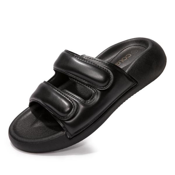 【並行輸入品】Colgo Womens Slide Sandals Double Hook&amp;Loop...