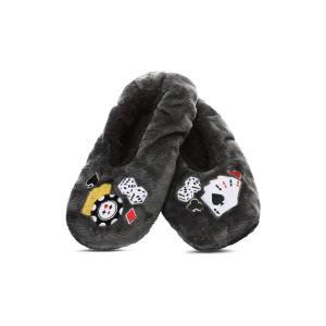 【並行輸入品】MeMoi Men's Casino Sherpa Lined Slippers Gray L XL