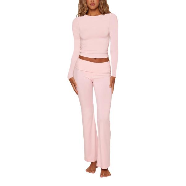【並行輸入品】Gaono Women 2 Piece Flare Pants And Crop To...