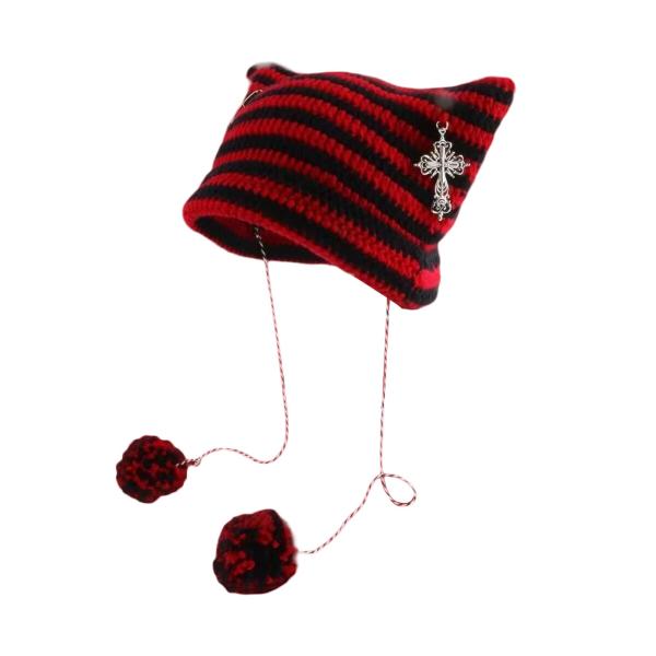 【並行輸入品】Women Y2K Crotchet Hat Cat Ear Knitted Hat ...