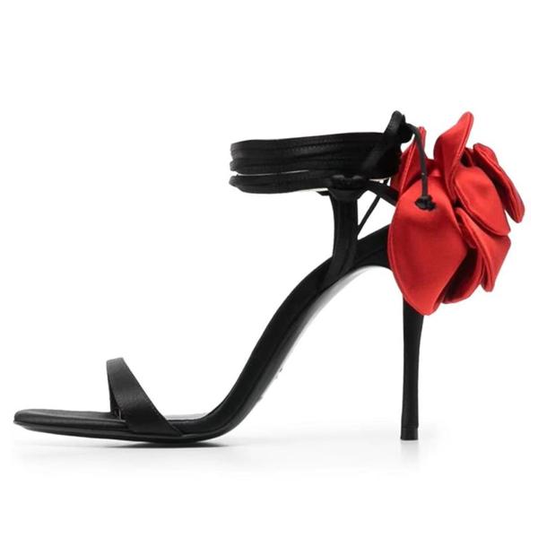 【並行輸入品】JOZHAMTA Women Flowers Lace Up High Heels S...