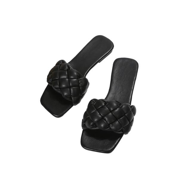 【並行輸入品】GORGLITTER レディース 編み込みフラットサンダル スクエアオープントゥ スラ...