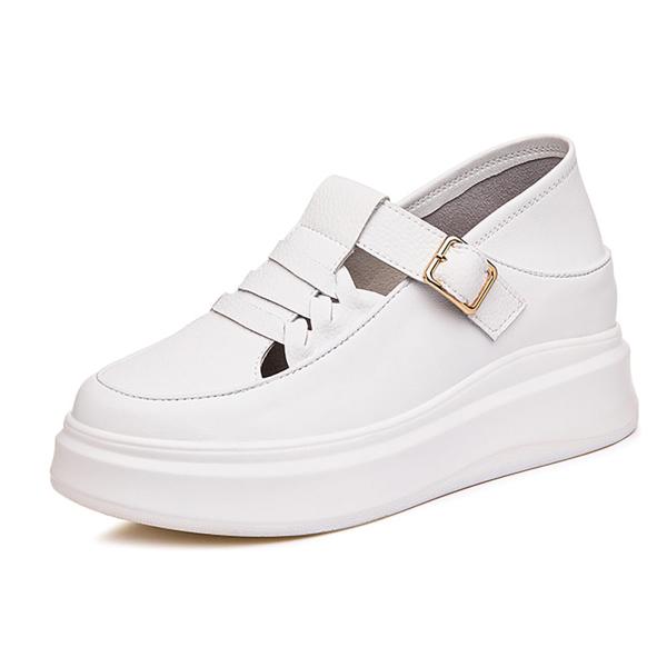 【並行輸入品】MVIOBUY Women's Soft Leather Platform Heigh...