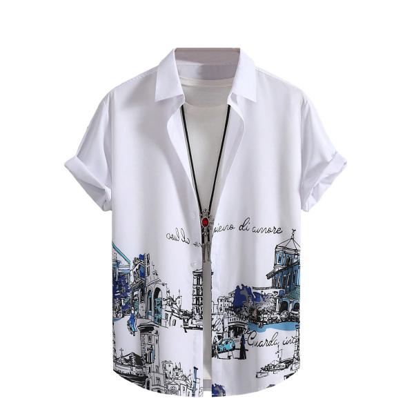 【並行輸入品】GORGLITTER Men's Letter Graphic Beach Butto...