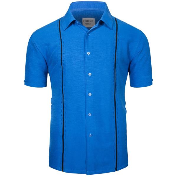 【並行輸入品】fohemr Mens Short Sleeve Paneled Shirts But...