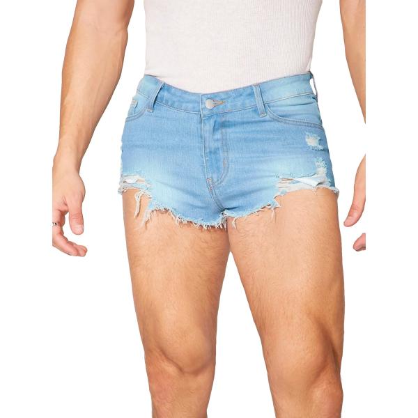 【並行輸入品】WDIRARA Men's Raw Hem Ripped Basic 5 Pocket...