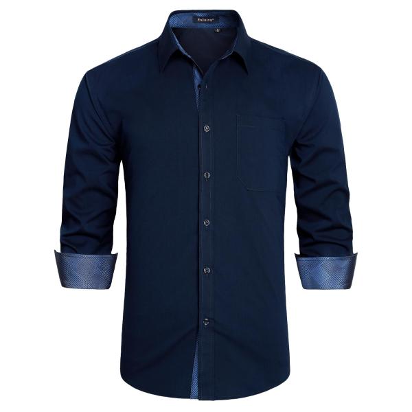 【並行輸入品】Enlision Blue Dress Shirt for Men Long Slee...