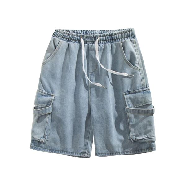 【並行輸入品】Men's Side Pockets Drawstring Denim Shorts ...