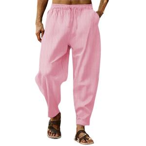 【並行輸入品】PETCDIM Mens Linen Cotton Yoga Casual Pants for Summer Drawstrin