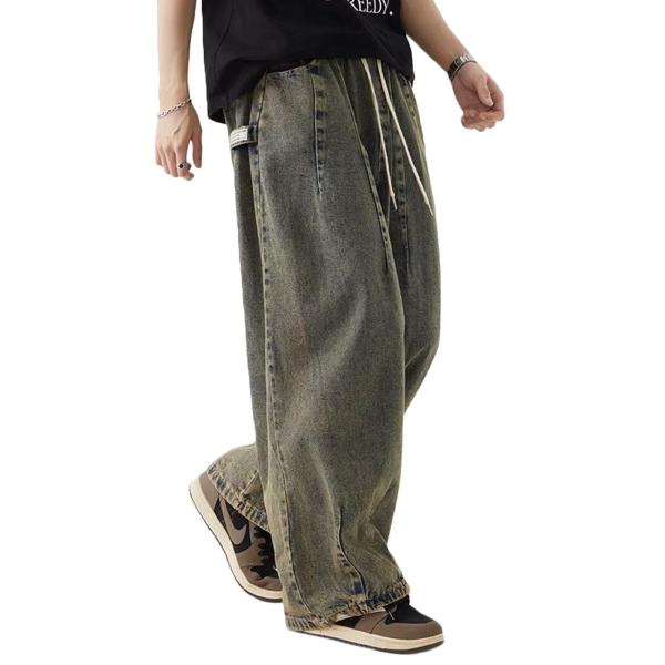 【並行輸入品】Nutirangee Men's Loose Fit Wide Leg Jeans C...