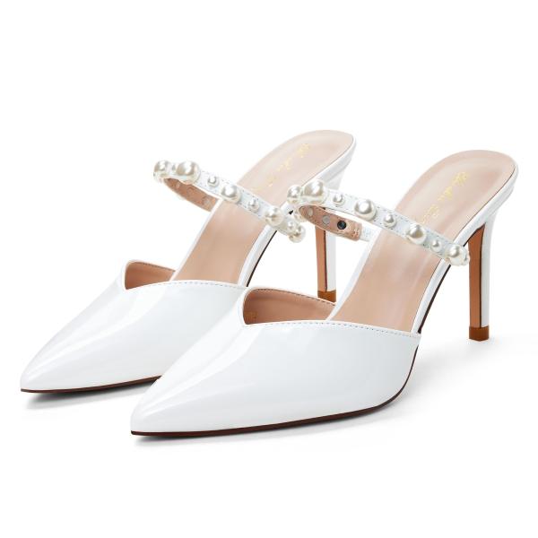 【並行輸入品】Elisabetタンハイヒールミュールシューズ, ホワイト, 24.5 Elisabe...