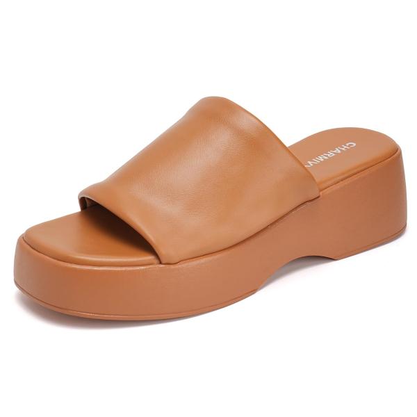 【並行輸入品】Charmivy Womens Brown Platform Sandals Open...