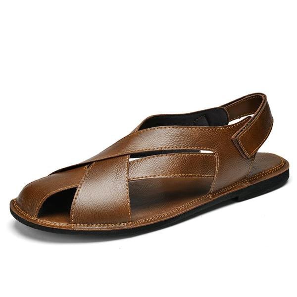 【並行輸入品】BOTRENT Men's Genuine Leather Strappy Cutou...