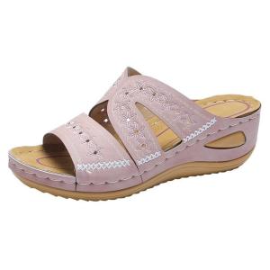 【並行輸入品】Lausiuoe サンダル レディース ドレッシーサマー フラットアーチサポート 整形外科用スリッパ ウェッジヒール スリッポン