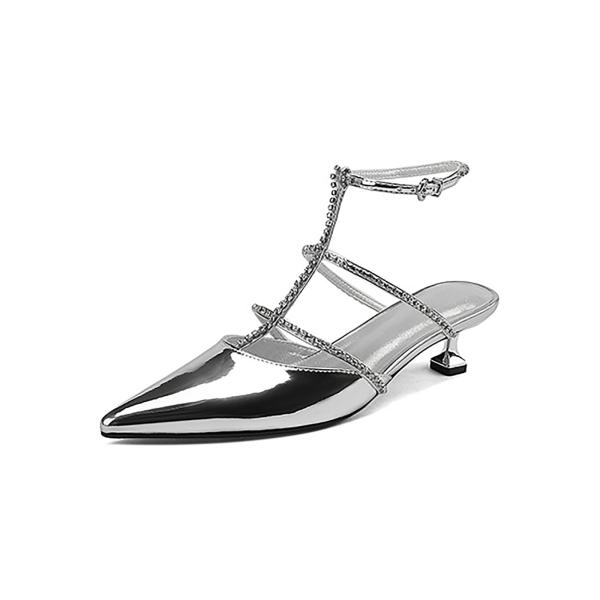 【並行輸入品】QLPOU Women's Strappy Slingback Kitten Heel...