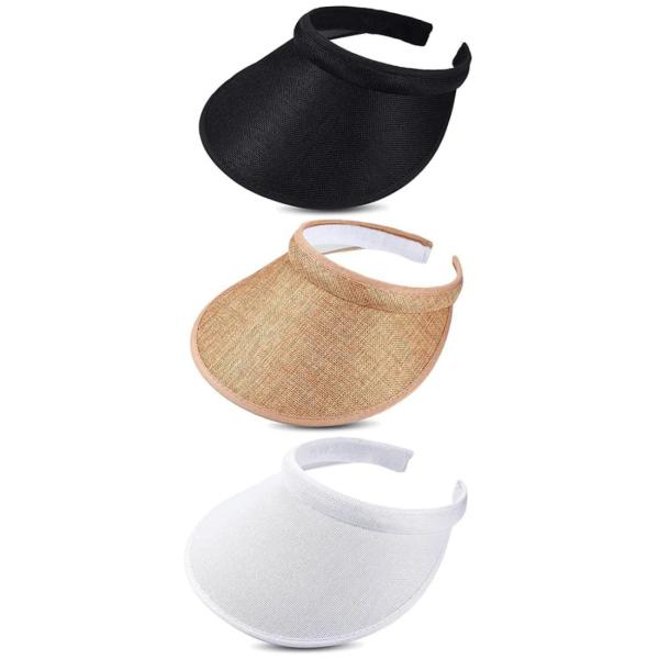 【並行輸入品】3 Pieces Sun Visor Hats Summer Wide Brim Cl...