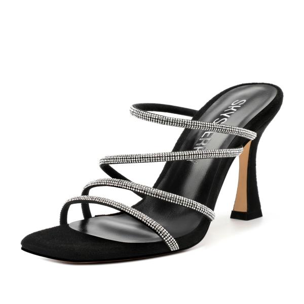 【並行輸入品】SKYSTERRY Women's Open Toe Suede Strap Rhin...