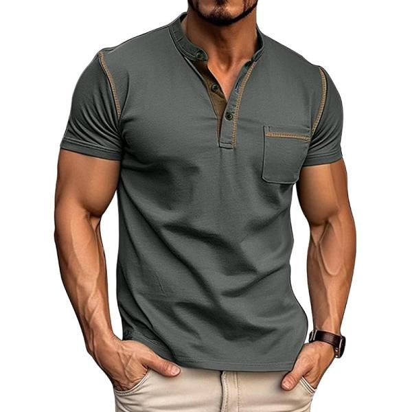 【並行輸入品】YOOHOO Men's Cotton Henley Shirts Short Sle...
