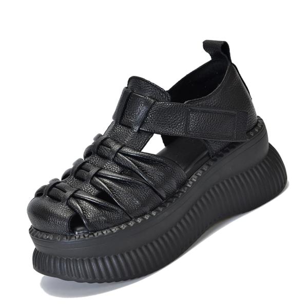 【並行輸入品】ENJGU Women'S Genuine Leather Braid Platfor...
