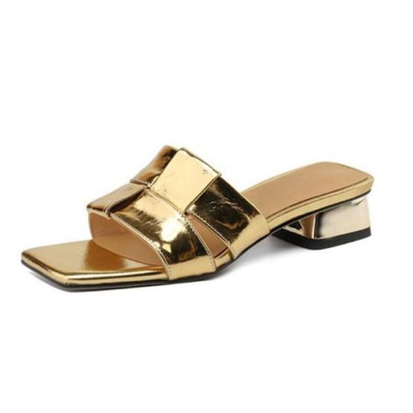 【並行輸入品】ENJGU Women'S Patent Leather Braid Chunky H...