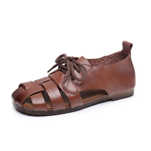 【並行輸入品】XOEKD WomenS Genuine Leather Hollow Lace up...