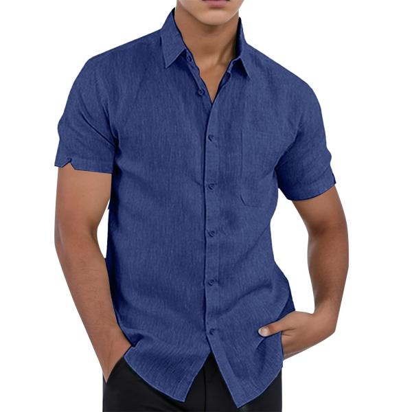 【並行輸入品】Generic Men's Cotton Linen Button Down Shir...