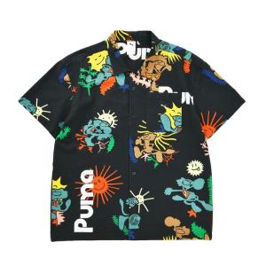 PUMA プーマ M ADVENTURE PLANET AOP SHIRT ショートスリーブ 533484 01BLK｜abc-martnet