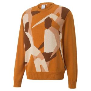 PUMA プーマ M PLAYERS LOUNGE KNIT CREW ロングスリーブ 535804 66ORANGE BRICK｜abc-martnet