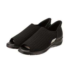 レディース PANSY パンジー HANDSFREE KNET OPENTOE-SHOES ハンズフリーニットシューサンダル ウェッジソール 4410 BLACK