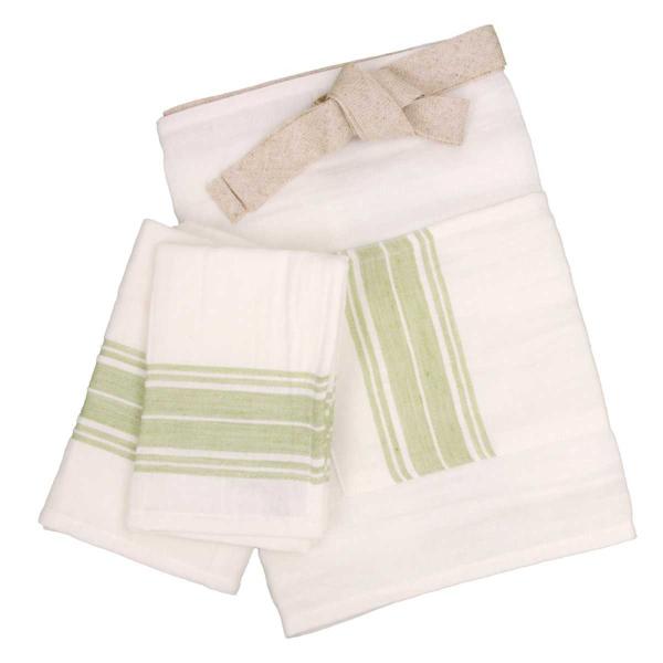 今治製 セット Double line（ダブルライン） 今治 3点セット ストライプ柄 綿とリネン ...