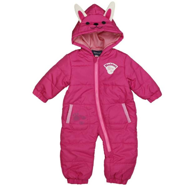 女の子 ベビー ウサギちゃん フード付き 着ぐるみ風 つなぎ 中綿 ジャンプスーツ スノーウェア カ...