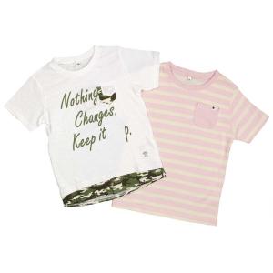 ガールズキッズ トップス半袖 Tシャツ 福袋 2枚入り 女の子 女児 訳あり 4柄-B品(全10色)130cm｜abc-pia