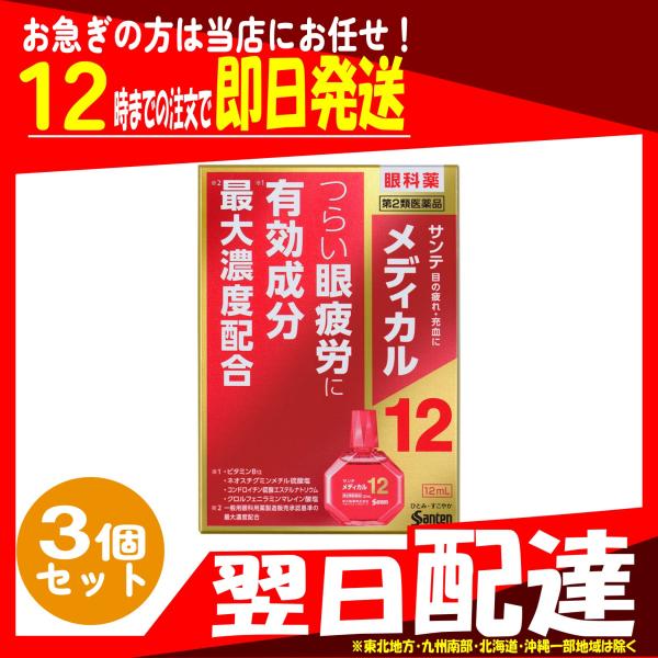 翌日配達 サンテメディカル12 12mL x3個 目の疲れ 結膜充血 目のかすみ
