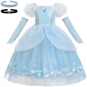 Alleygem (アリージェム) プリンセス ドレス シンデレラ 子供用お姫様なりきりセット ワンピース仮装衣装 アクセサリー付き 110-120cmの商品画像