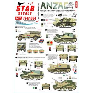 1/72 第二次世界大戦 オーストラリア/ニュージーランド ANZAC1 合同軍がアフリカと中東で運用したAFVパート1 プラモデル用デカール SD7の商品画像
