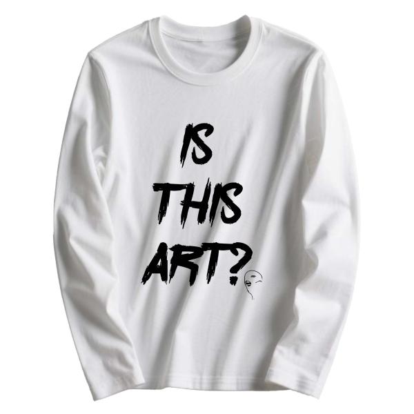 「Is This Art?」プリント 長袖Tシャツ コットン100% ユニセックス, カジュアルトッ...